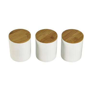 It's Just Words 4 Piece Decorative Kitchen Canister Set BPA-free Ceramic  White Textured Finish