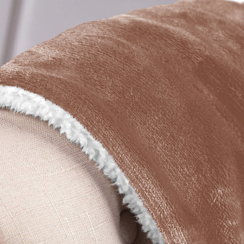Ultra-Soft Sherpa Fleece Blanket(Reversible), Camel, 200cm x 150cm