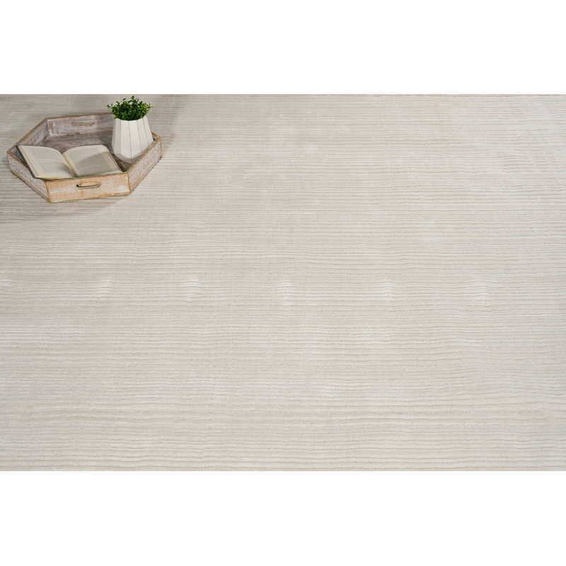 Cavallo Modern handloomed Nylon/Wool White Area Rug, Rectangle 12' x 15', White