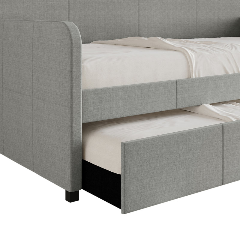 Lit de jour simple avec couchette Fusaye, Gris clair