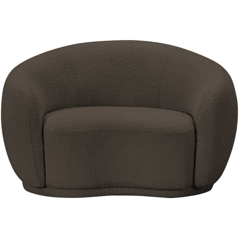Hyde 42" W Boucle Fabric Chair, Brown Boucle Fabric