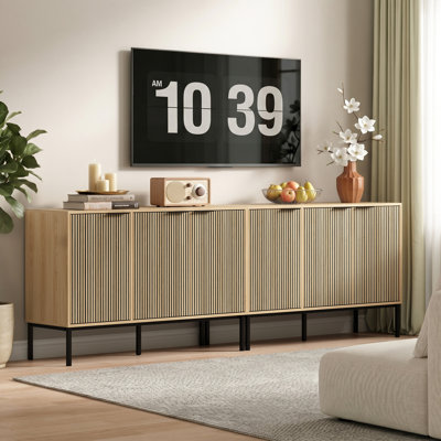 Tv Stand For Tvs Up To 85 Inches, 2-piece Entertainment Center With Wood Doors, Media Console For The Living Room, Bedroom, And Home Theater