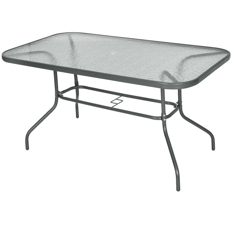 Carnstroan Garden Dining Table with Parasol Hole, 70cm H x 140cm W x 80cm D