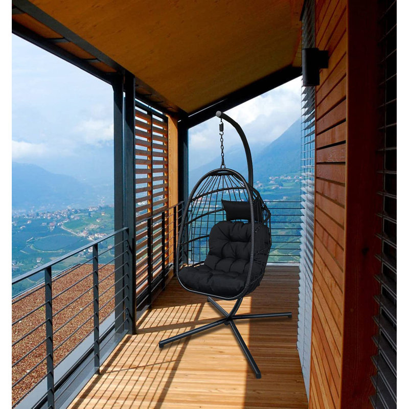 1 Person Swing Chair with Stand, Black