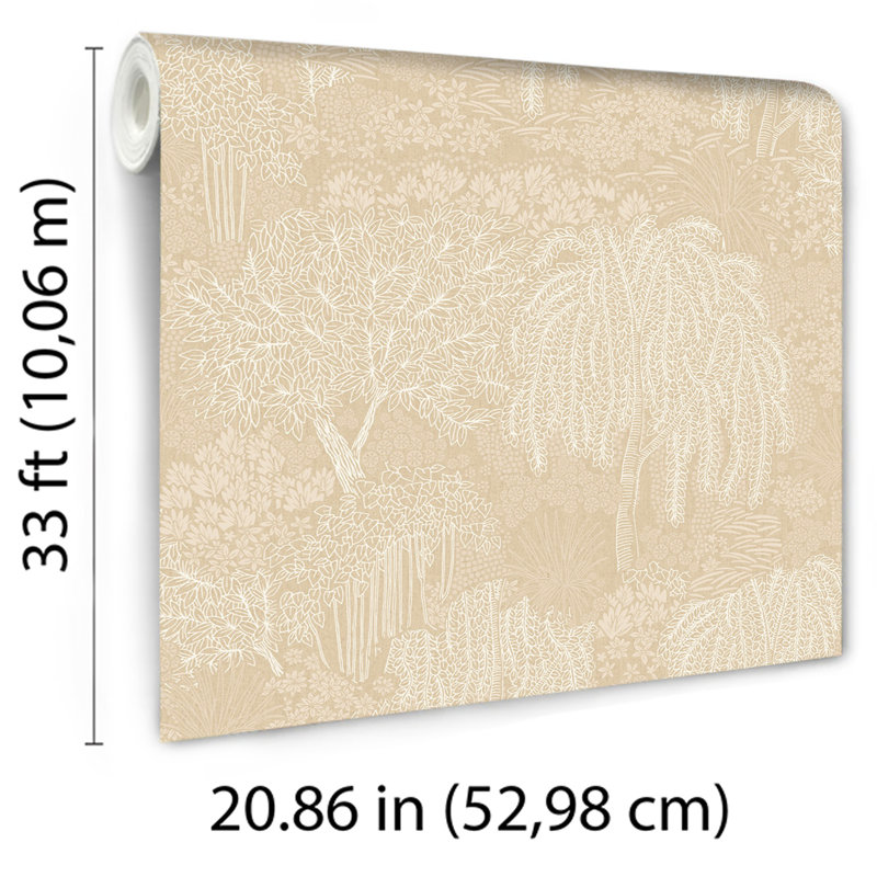 Papier peint beige Willow Whisper, Beige