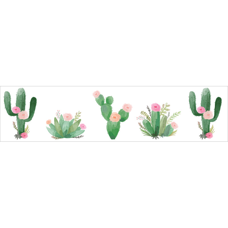 Bordure de papier peint à motif floral 15 pi x l 6 po cactus
