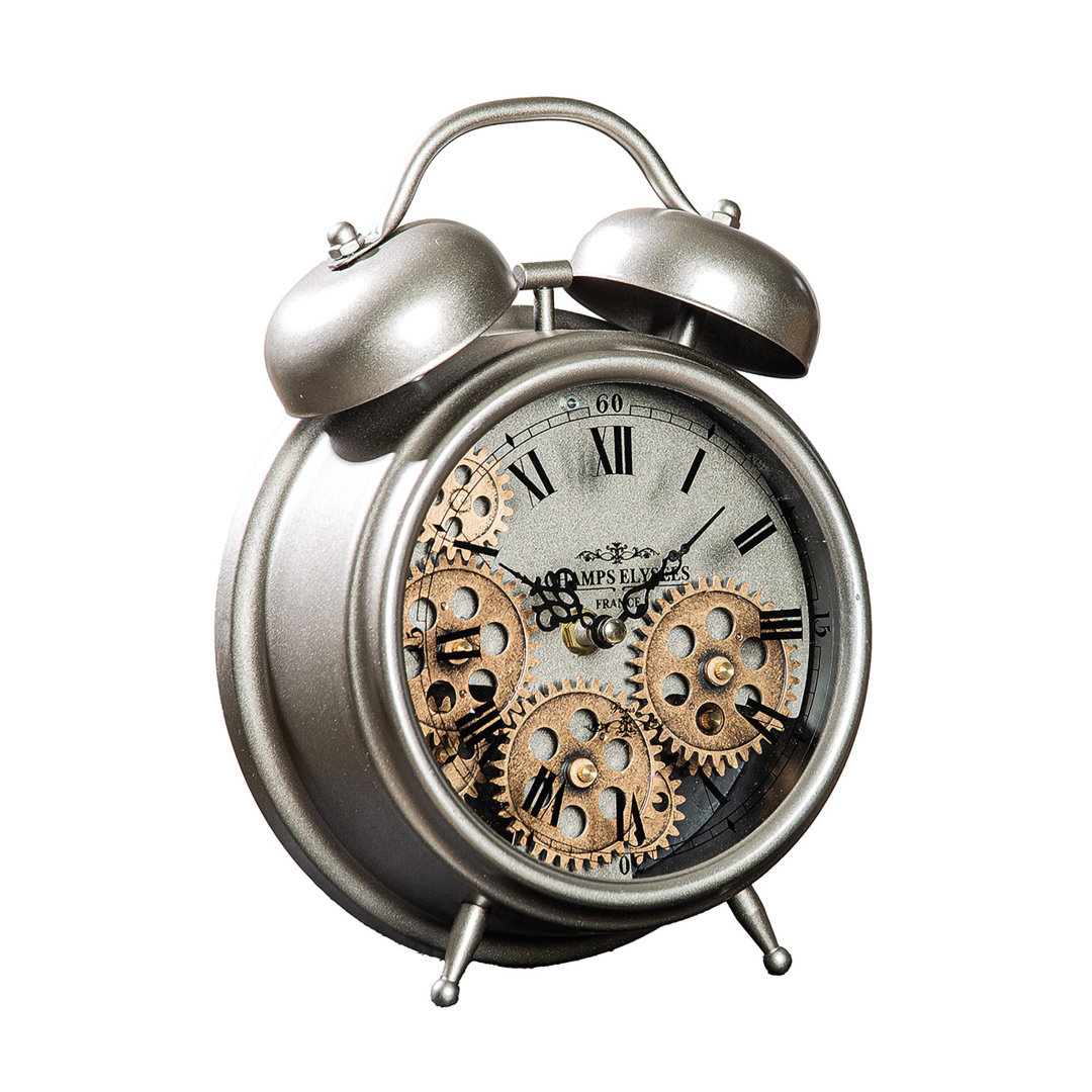 Roman Numeral Metal Mechanical Tabletop Clock