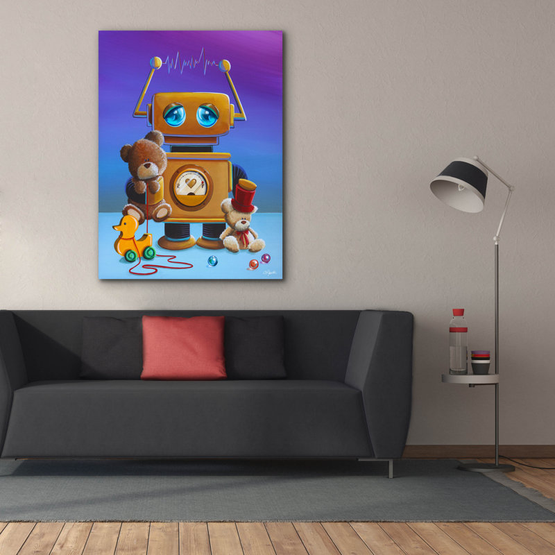 «The Toy Robot» par Cindy Thornton, art mural sur toile, H 16 po x l 12 po x P 0,75 po