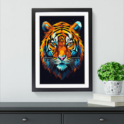 XYZ-FRM-V1223-1630 Tiger Geometric - Single Picture Frame Print on Wood