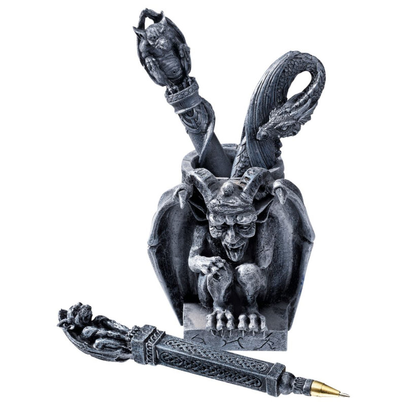 Accessoire de bureau gargouille de plume poison