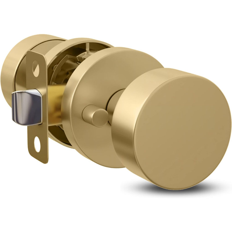 Poignées de porte intérieures réversibles avec rosette ronde pour portes de chambre à coucher, portes de placard de salle de bain Megena | Serrures de porte modernes en acier inoxydable