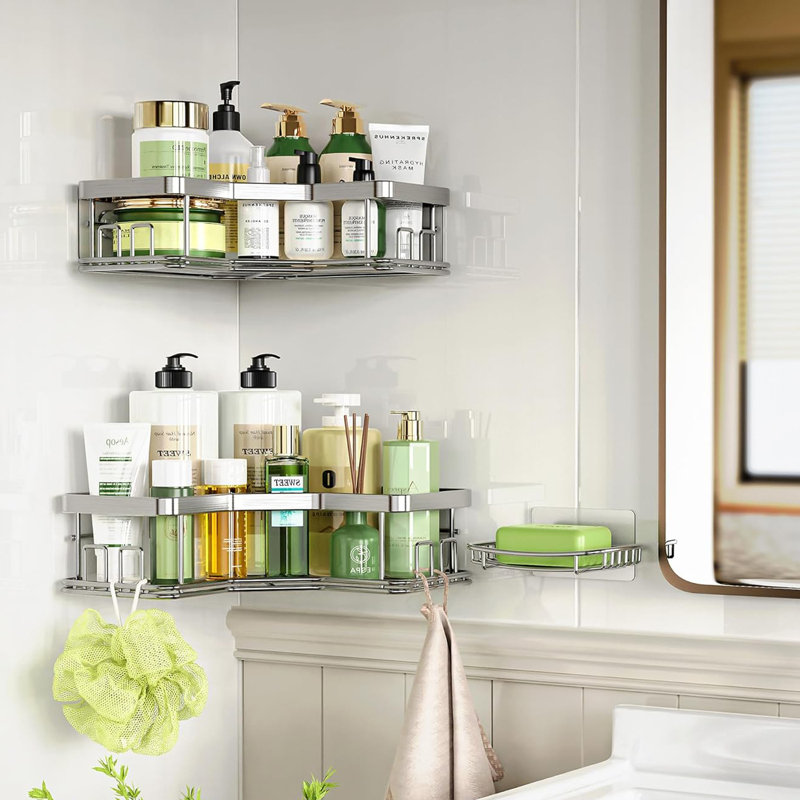 Accessoires de support de rangement pour le comptoir de salle de bain, Argent argent