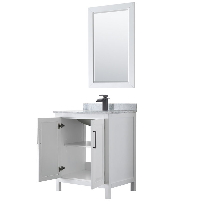 Daria 30'' W Single Vanity, Brushed Gold, White Cultured Marble, White