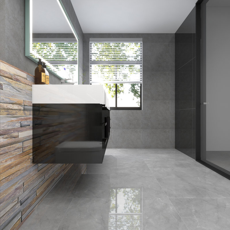 Meuble-lavabo simple mural 72 po Jessica, Noir brillant
