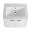 Meuble-lavabo 60 po avec lavabo en résine, portes à fermeture en douceur et armoire à 1 côté, montage flottant, blanc brillant, contreplaqué - 24 po x 2 + 12 po