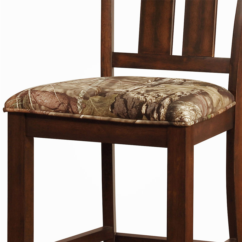 Wooden Bar Stool with Camouflage Fabric Seat