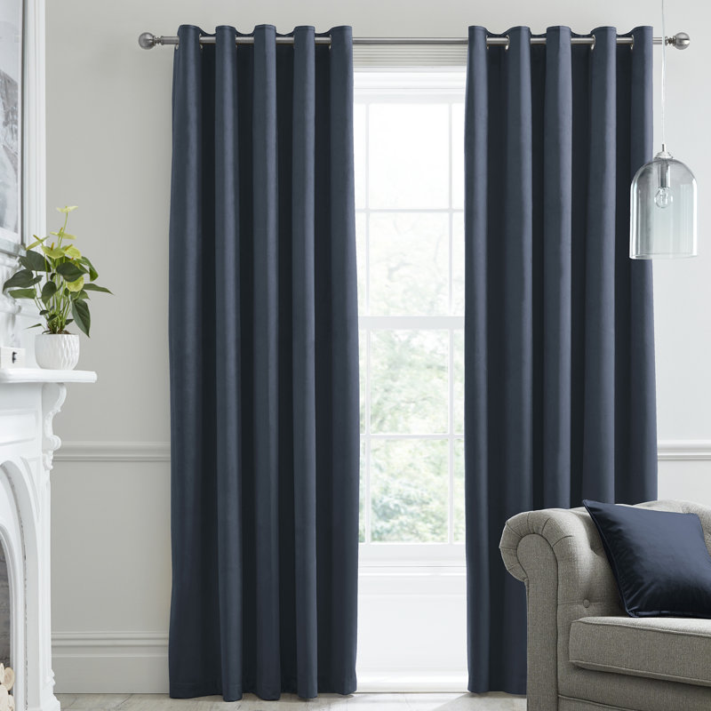 Montrose Blackout Curtains, Navy, Width 168 x Drop 229 cm