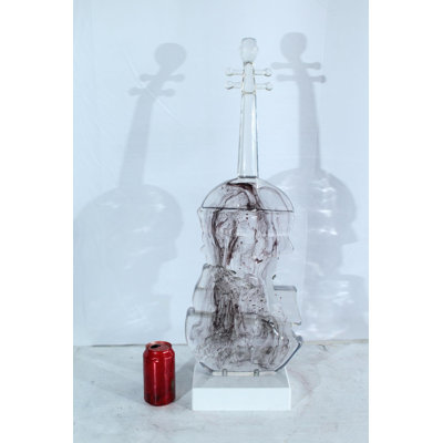 NIFAO Resin Violin Statue Clear Abstract Musical Instrument Art Decor 10" x 6" x 29"H