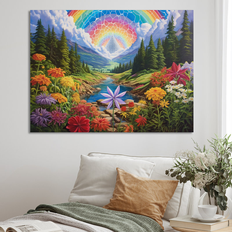 Sacred Rainbow Awakening In The Mountains, impression sur toile, H 16 po x l 32 po x P 1 po, Toile tendue