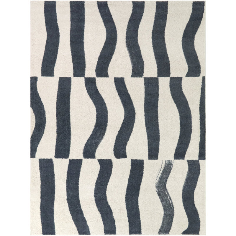 Errol Blue Organic Brush Strokes Area Rug, 7'10" x 10'