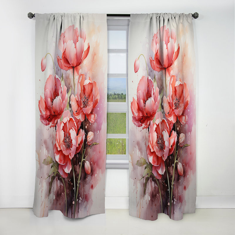 Harcourt - Rideau occultant floral tulipes - 1 panneau, L 52 po x L 90 po