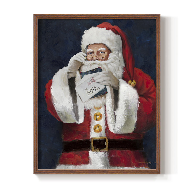 Lettre au père Noël, reproduction encadrée - bois massif, Noyer, H 30 po x l 24 po