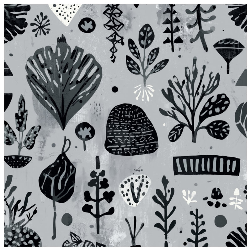 Black Botanical Patterns Blankets, 60in W x 80in H