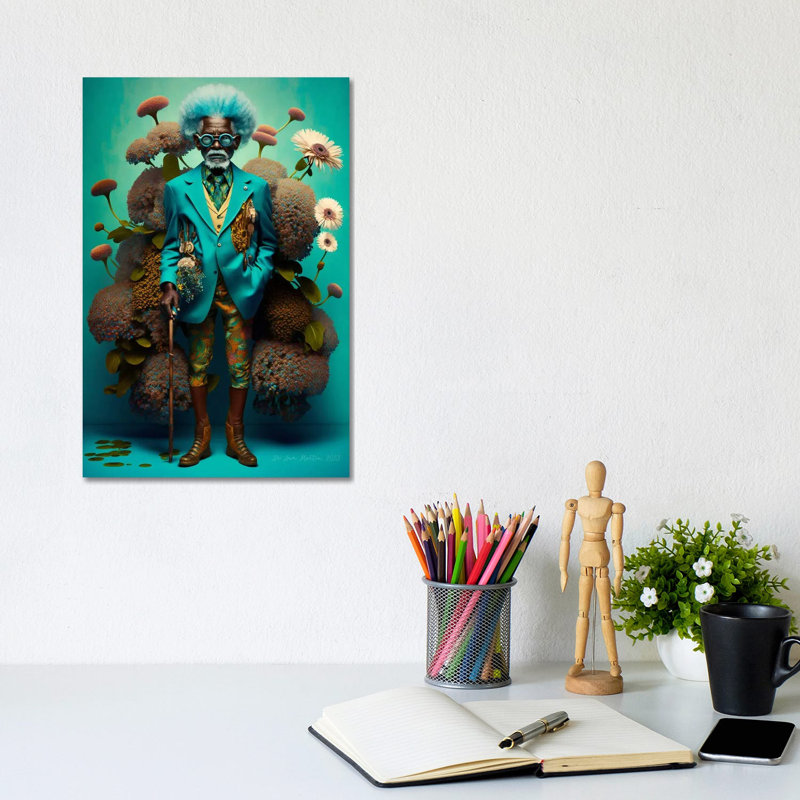 Retro Futurist African Grandpa - Mushrooms VIII by Digital Wild Art - Gallery-Wrapped Canvas Giclée on Canvas, No Frame