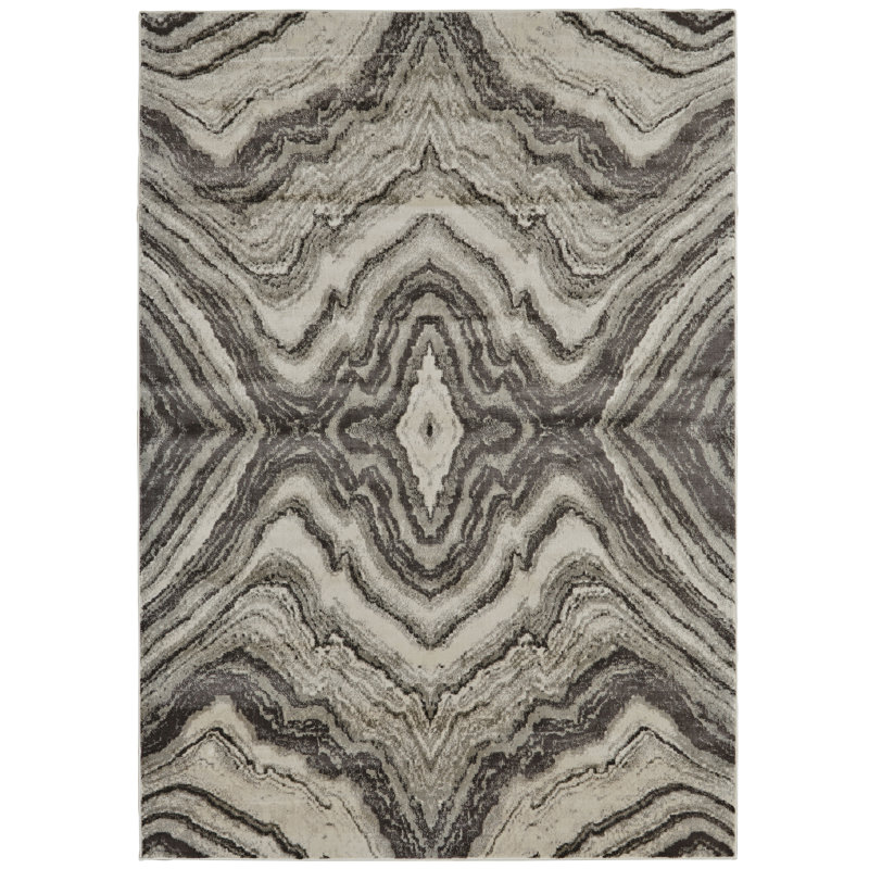 Tapis abstrait en coton et bouleau Hoffmann, Rectangle 6 pi 7 po x 9 pi 6 po