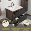 Meuble-lavabo mural noir et noyer 24 po avec lavabo intégré en céramique avec trop-plein 24 po-1379938170-1379938168