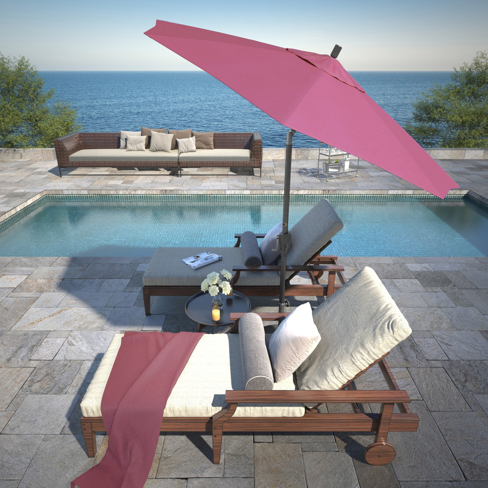 Lexia 90'' Sunbrella® Outdoor Umbrella, Canvas Hot Pink Sunbrella® Canvas