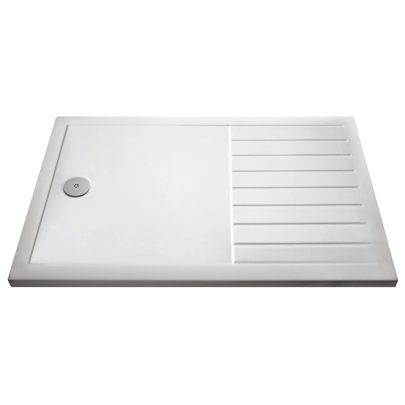 Ewell Walk in Shower Tray Plastic, Gloss White, 40cm H x 800cm W x 1400cm D