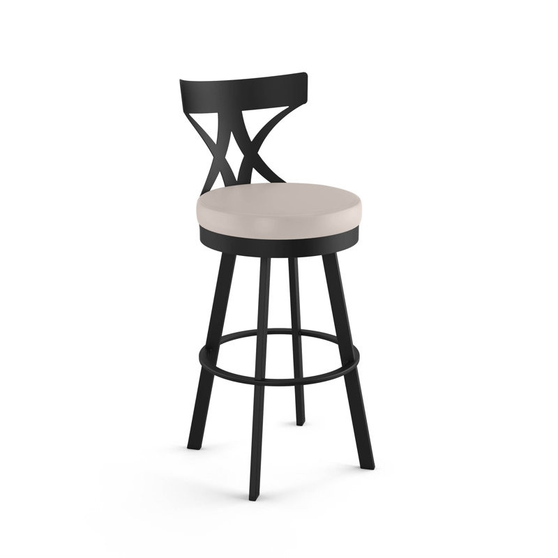 Amalija Swivel Counter & Bar Stool, Bar Stool (30" Seat Height), Black, Cream