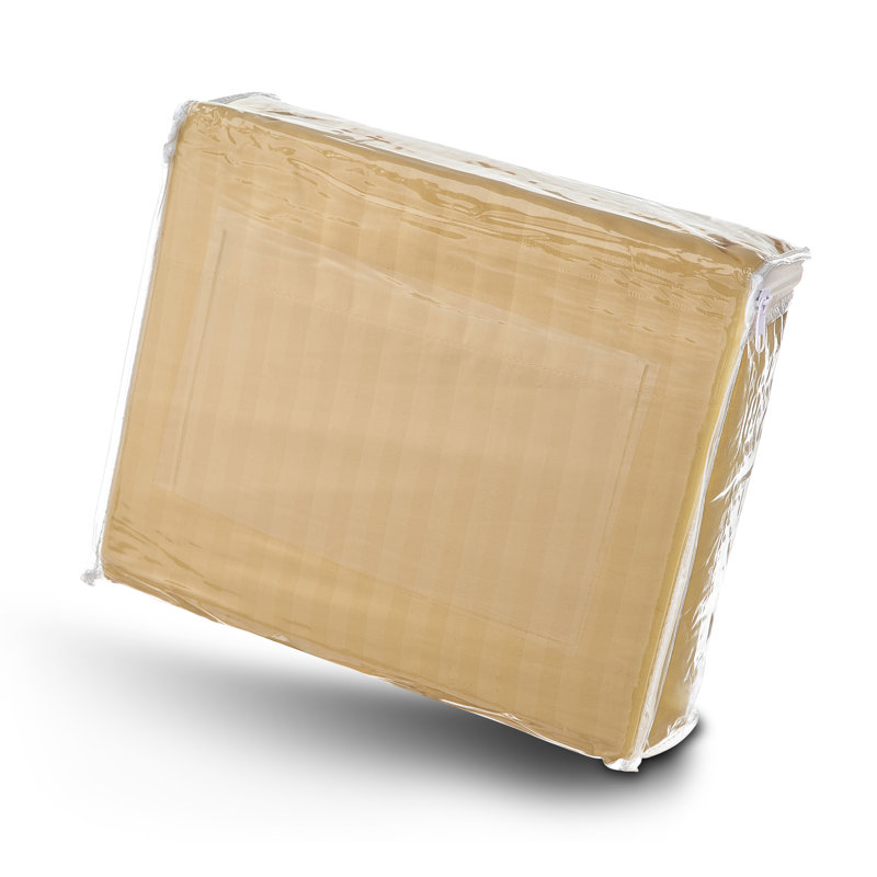 100% Cotton Sateen Striped Sheet Set, Gold, Twin Sheet Set + 1 Pillowcase