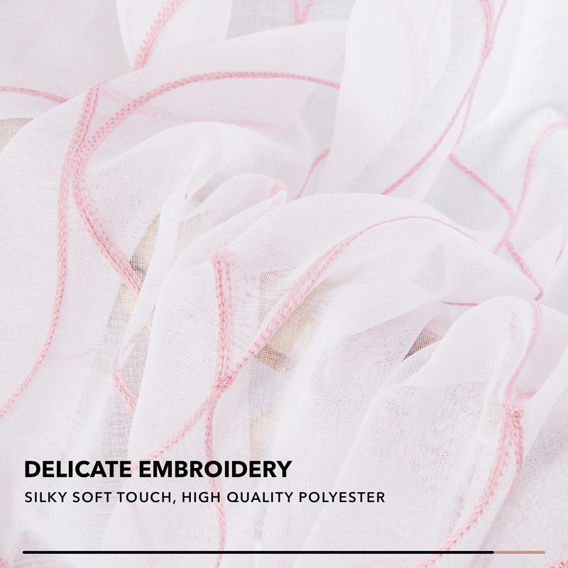 Bravar Sheer Curtain Pair, Pink, 45" W x 52" L