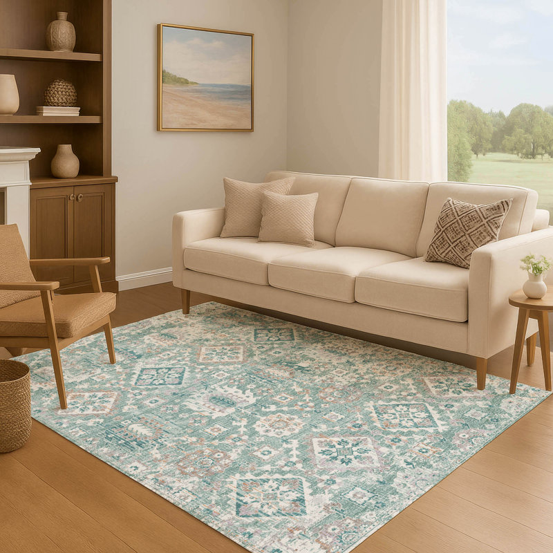Premium Machine Washable Ariel Global Rug, Rectangle 3' x 5'