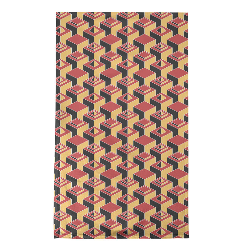 Patricia Geoffrey Tea Towel Kitchen Towel, Tan/Red/Black, Cotton Twill