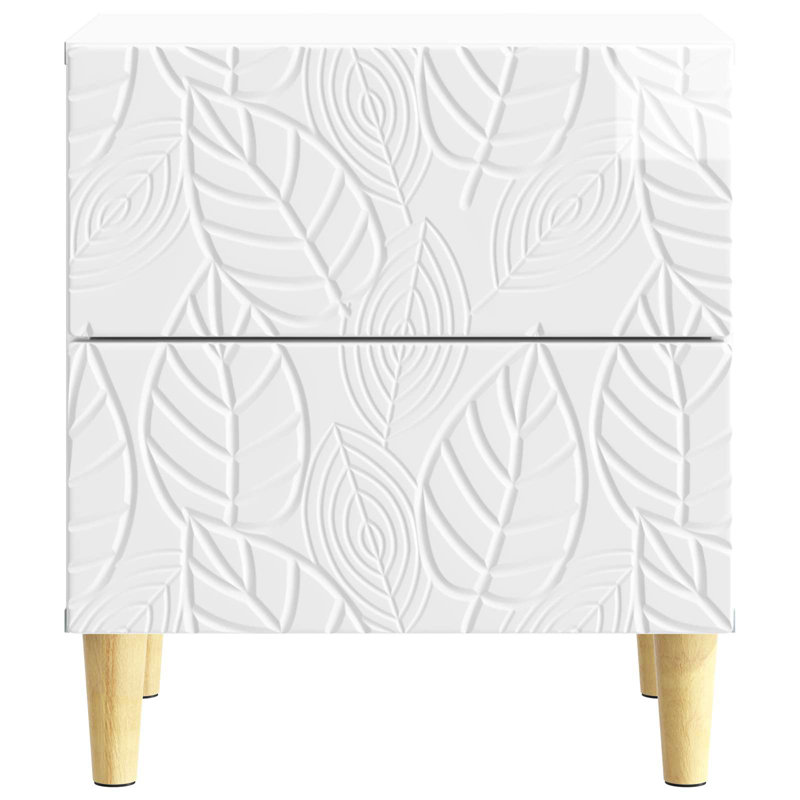 43cm W Composite Bedside Table, High Gloss White