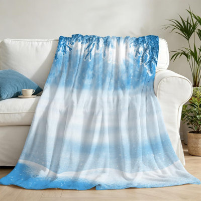 Jeté en molleton blanc ultra doux en flanelle, imprimé Winter Bright Christmas