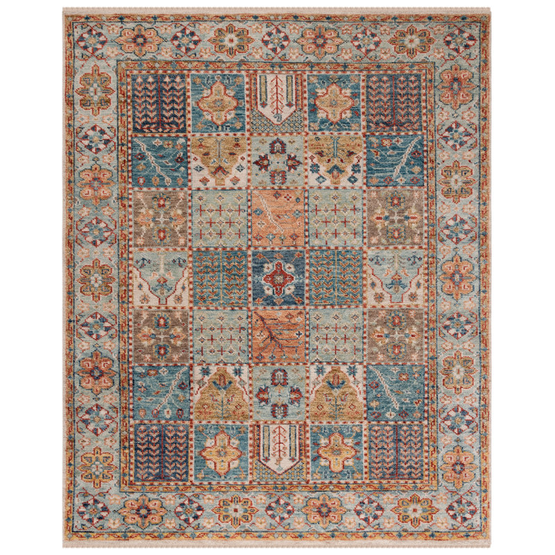 Samarkand 124 Area Rug In Blue / Rust, Rectangle 10' x 14'