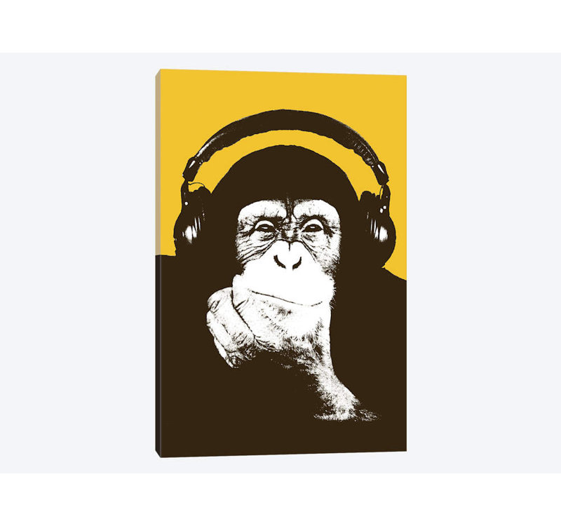 «Headophone Monkey», impression sur toile, H 40 po x l 26 po x P 1,5 po, Toile tendue