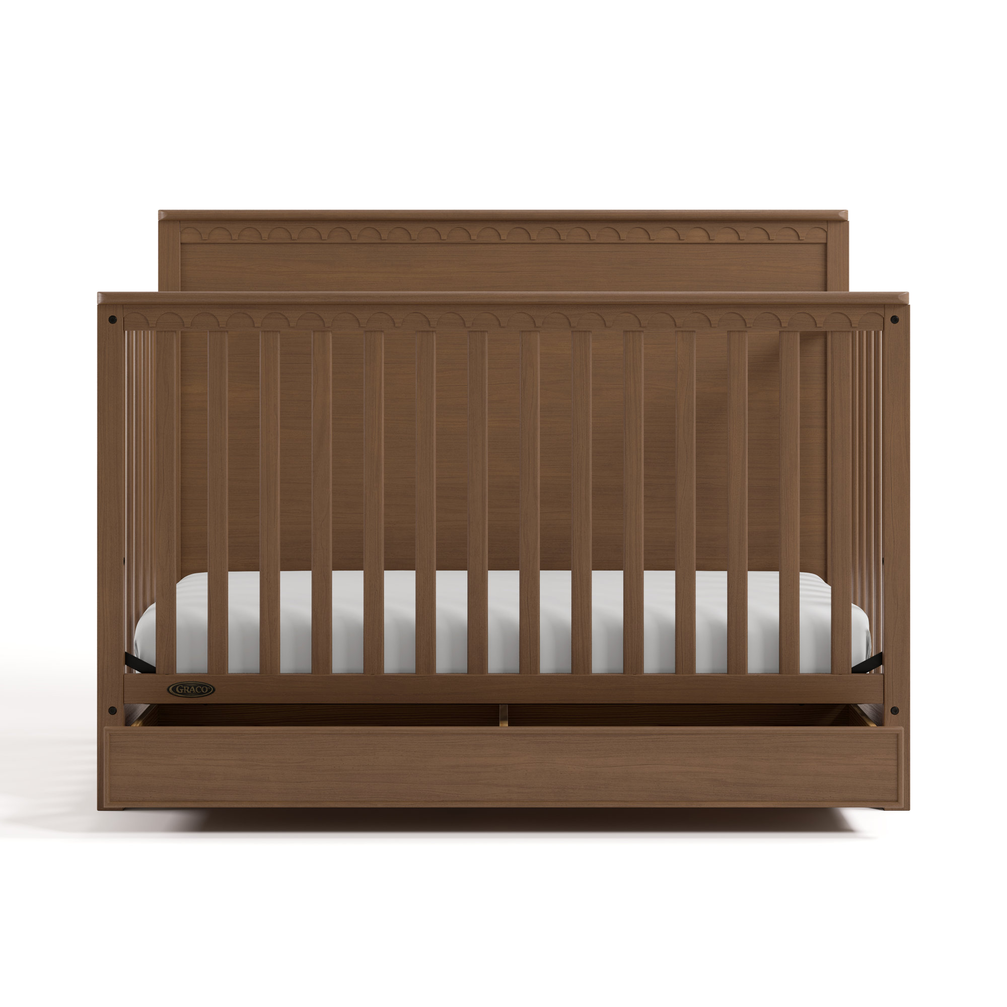 Sasha 5-In-1 Convertible Crib With Drawer, Hazelnut