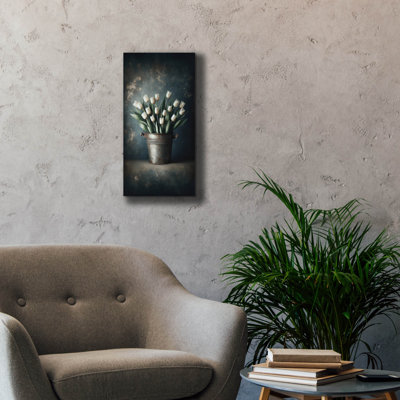  «Bucket O Tulips» par Rich Monet, art mural sur toile, 12 po x 24 po