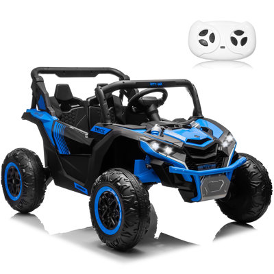 24V Kids Ride On Car UTV Noir, véhicule électrique à piles 2 places pour tout-petits avec télécommande, 4 moteurs, suspension tout-terrain
