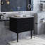 Meuble-lavabo autoportant 30 po à rayures moderne pré-assemblé avec lavabo en céramique