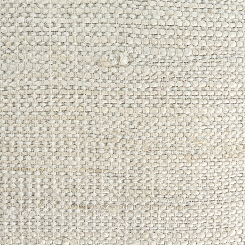 Bleached/Natural Contemporary Striped Hand-Woven Jute Blend Cube Ottoman Pouf