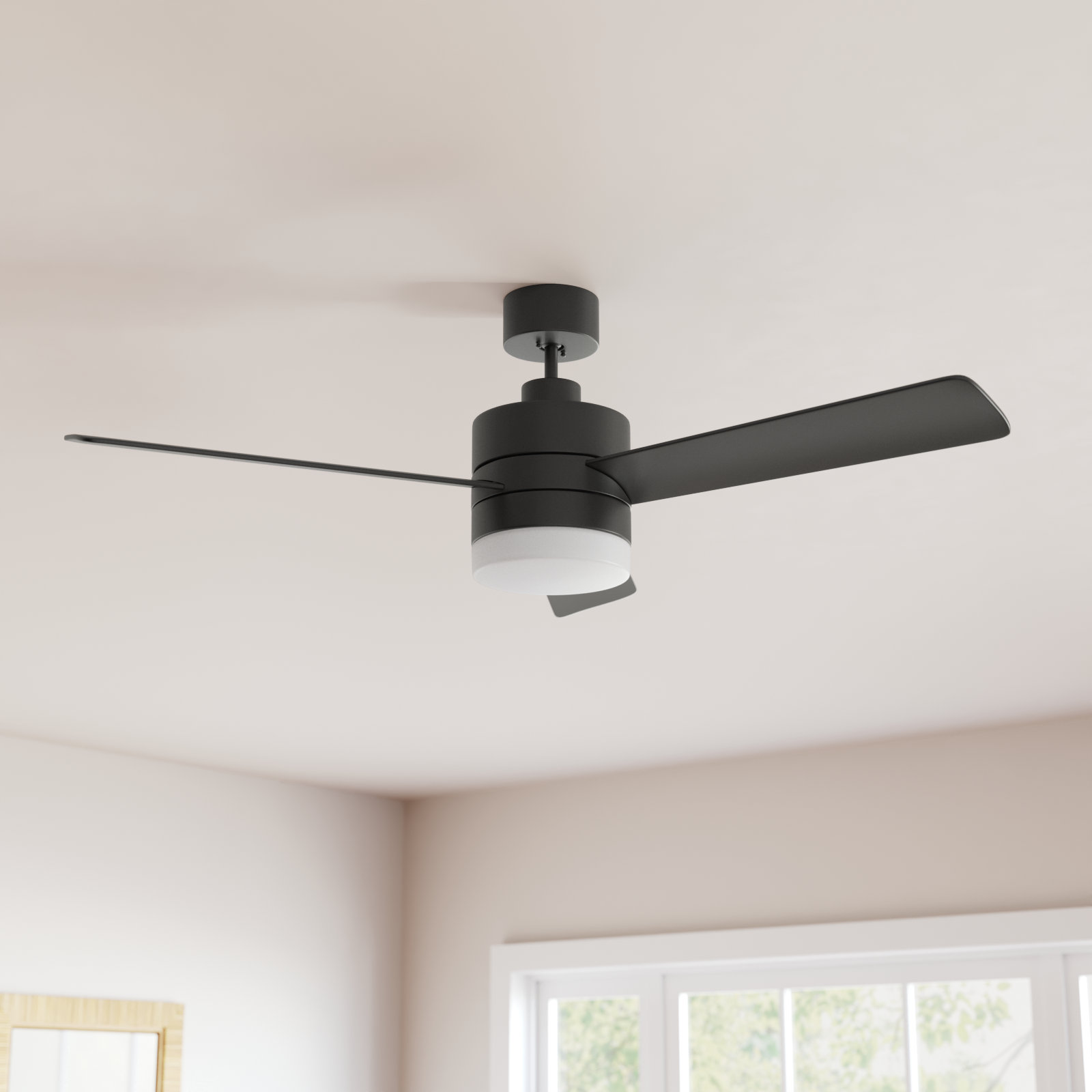 Adna 44'' 3 Blade Ceiling Fan with Light Kit, Midnight Black, 44", Midnight Black