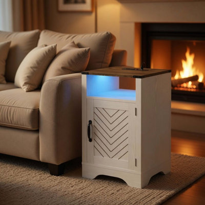 Table de chevet à DEL moderne avec station de charge et rangement spacieux