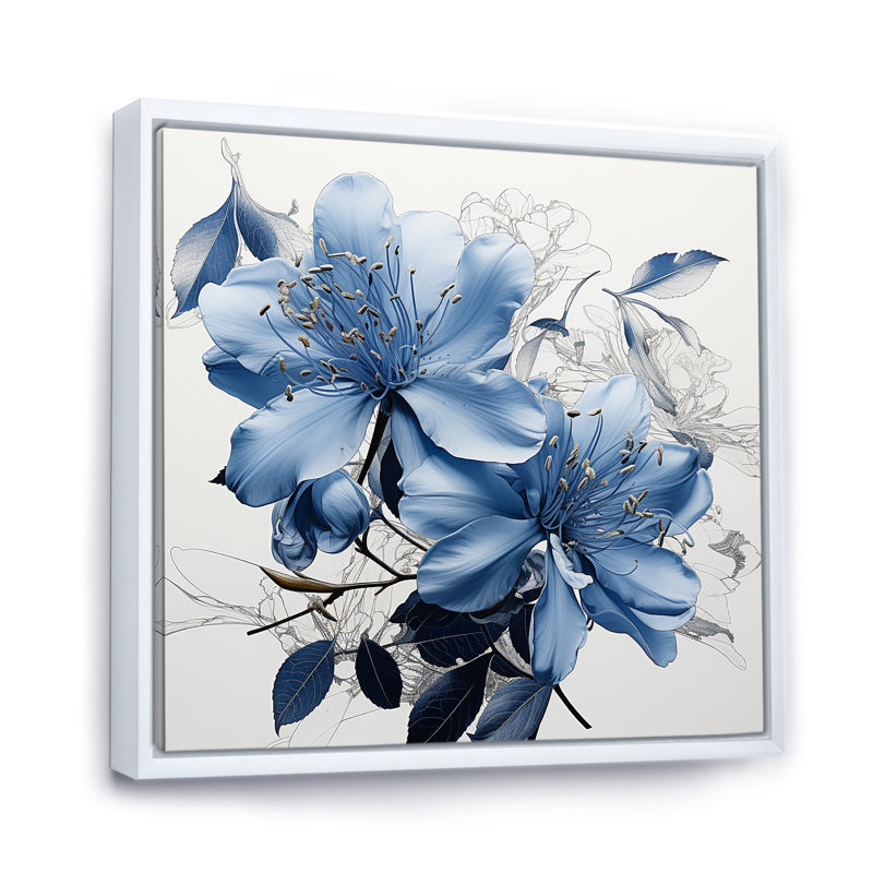 «Full Bloom Rhododendron Bouquet I» sur toile, H 30 po x l 30 po x P 1 po, Cadre flottant blanc