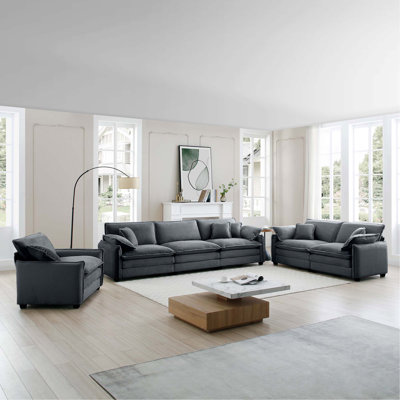 Canapé modulaire surdimensionné confortable 3 pièces, un canapé simple, un canapé 2 places et un canapé 3 places, canapé en velours côtelé gris